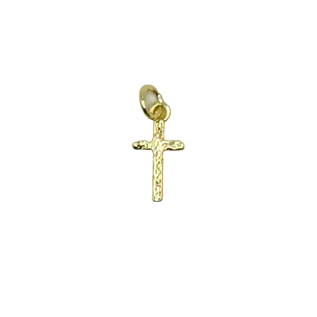 Tiny Hammered Cross Charm