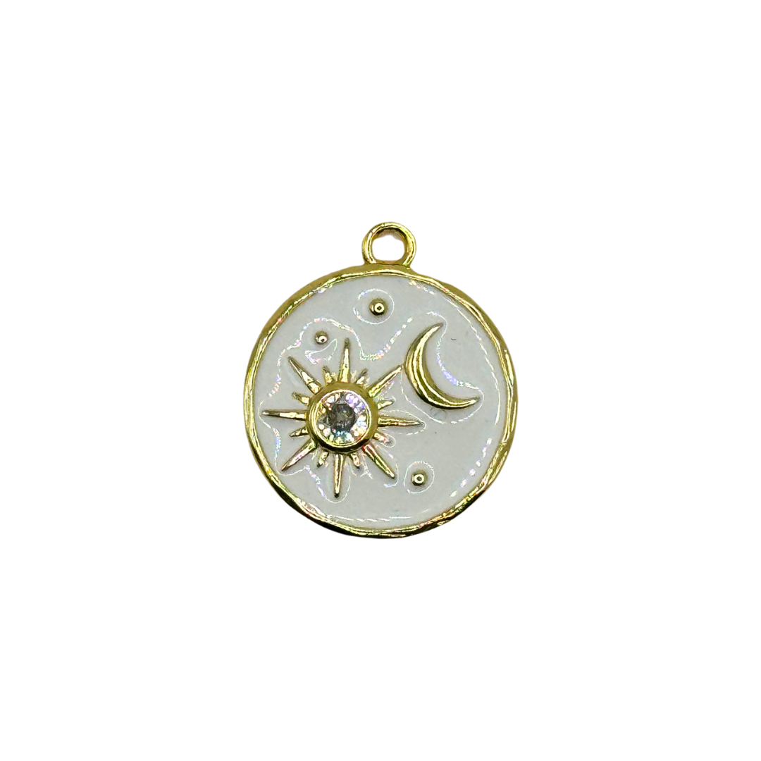 White Sun, Moon & Star Charm