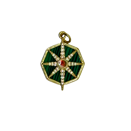Malachite Octagon Star Charm