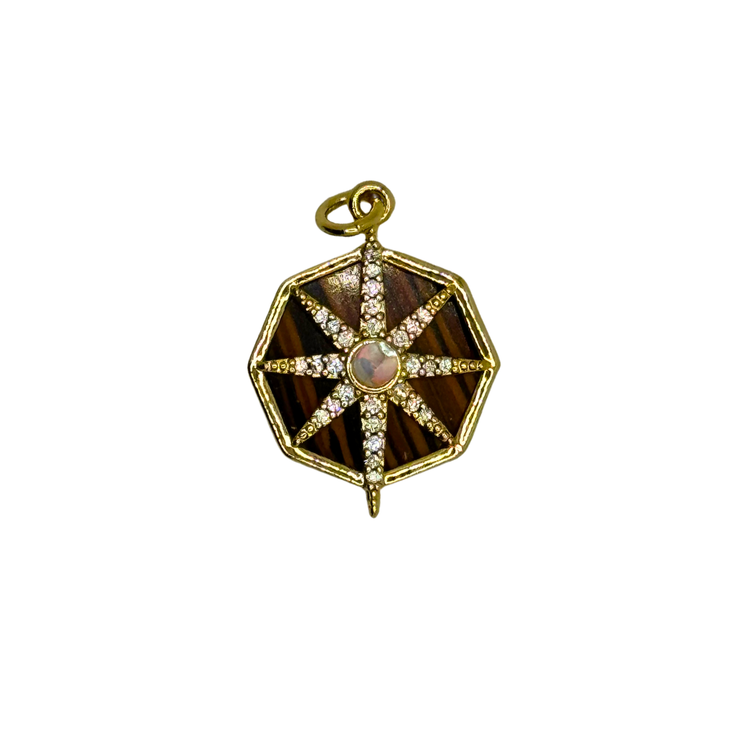 Tigers Eye Octagon Star Charm