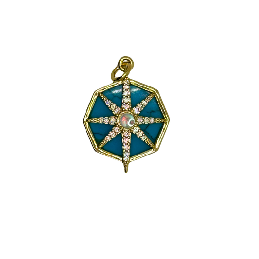 Turquoise Octagon Star Charm