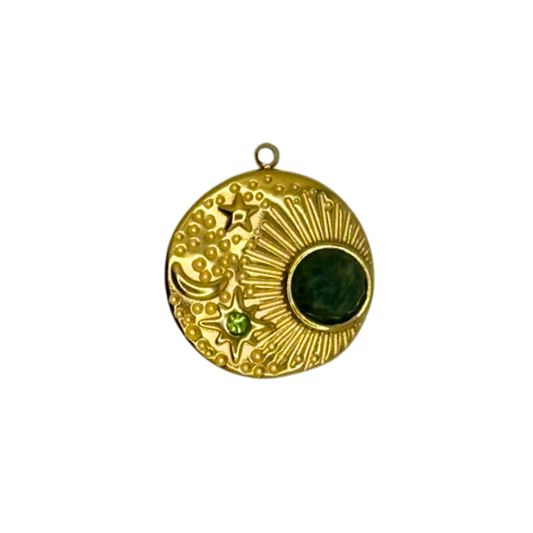 Green Sun, Moon and Stars Charm