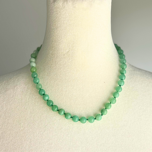 Light Green Jade Hand-Knotted Necklace